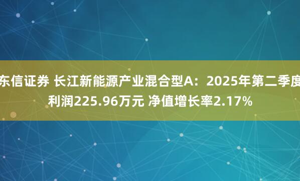 东信证券 长江新能源产业混合型A：2025年第二季度利润225.96万元 净值增长率2.17%