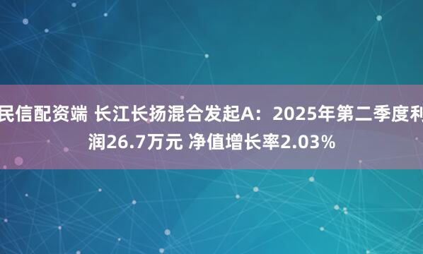 民信配资端 长江长扬混合发起A：2025年第二季度利润26.7万元 净值增长率2.03%